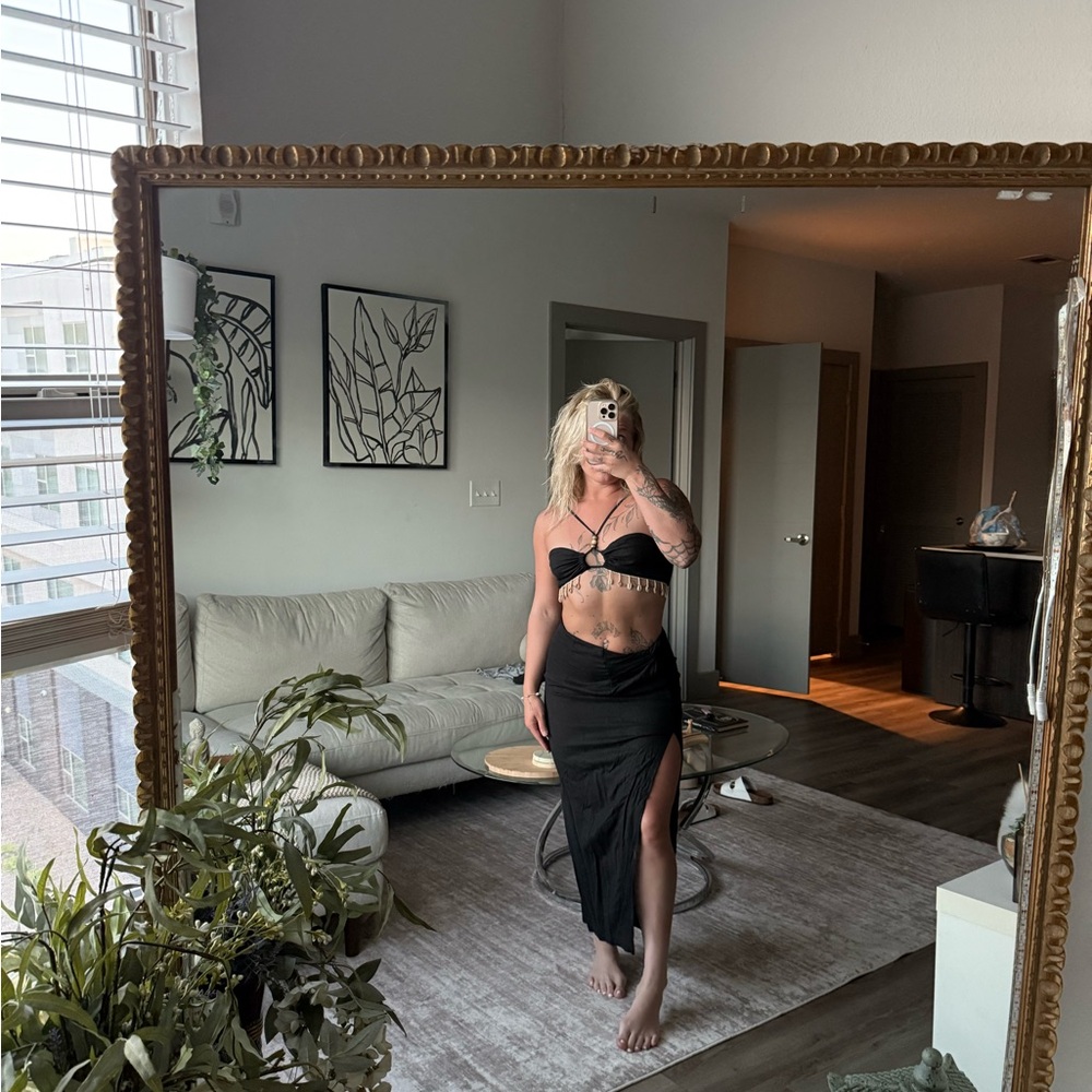 Black Top and Skirt Set